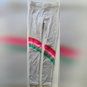 Crewcuts Girls Cotton Leggings in White with Sparkle Stripe Size 10